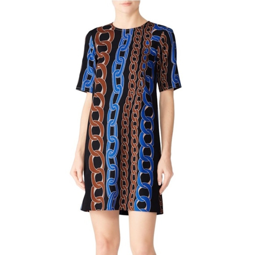 MARNI Black Brown Blue Chain Link Graphic Dress US Size 8
